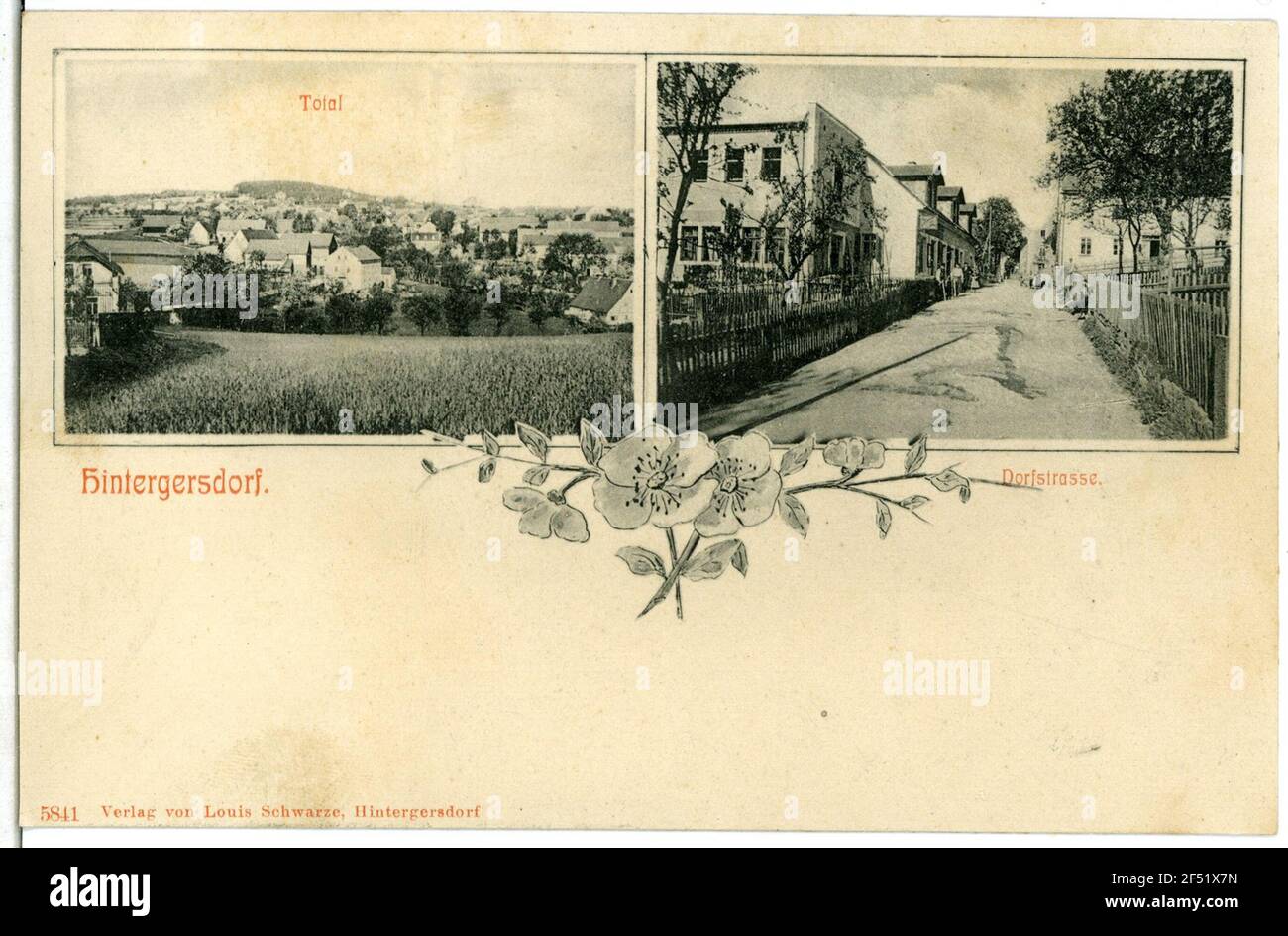 Dorfstraße e posizione vista Hintergersdorf. Dorfstraße e vista sulla posizione Foto Stock