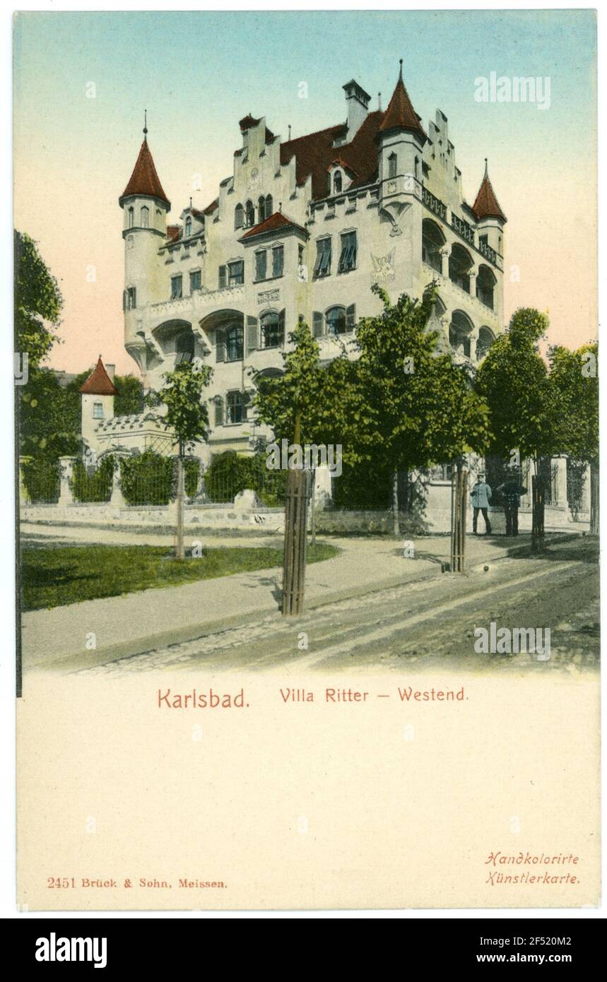 Villa Knight, Westend Carlsbad. Villa Ritter (1897, August Exter; Fritz Hessemer) a Westend Foto Stock