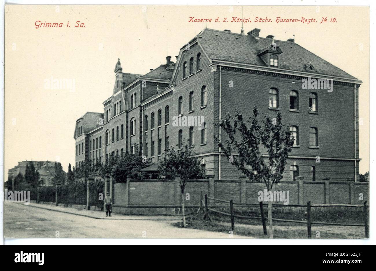 Caserma del 2° Regiment reale sassone Hussar No. 19 Grimma. Caserma d. 2. K.S. Hussar Regiment No. 19 Foto Stock