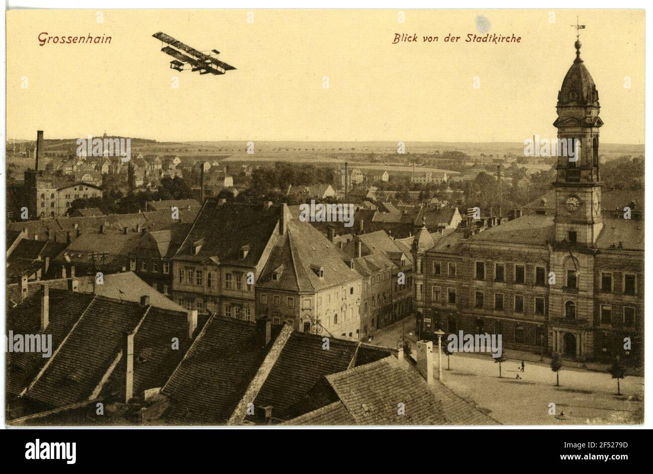 Vista dalla chiesa della città con piano Großenhain. Vista dalla chiesa della città con l'aereo Foto Stock