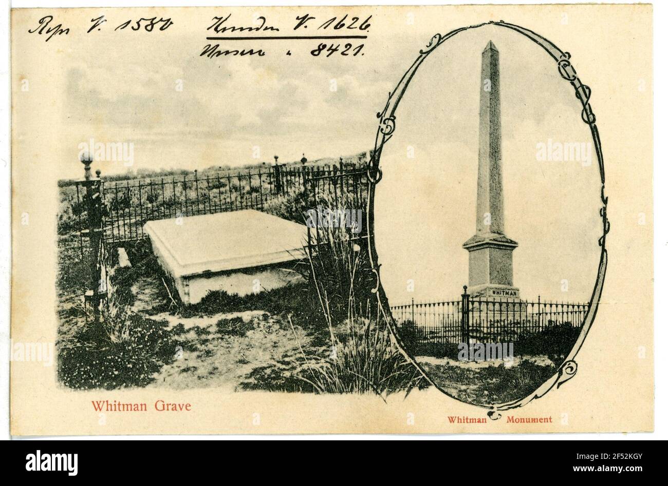 Whitman grave, Whitman Monument Nor. E inevitabilmente camere, e sono sicuri, né, e. Foto Stock