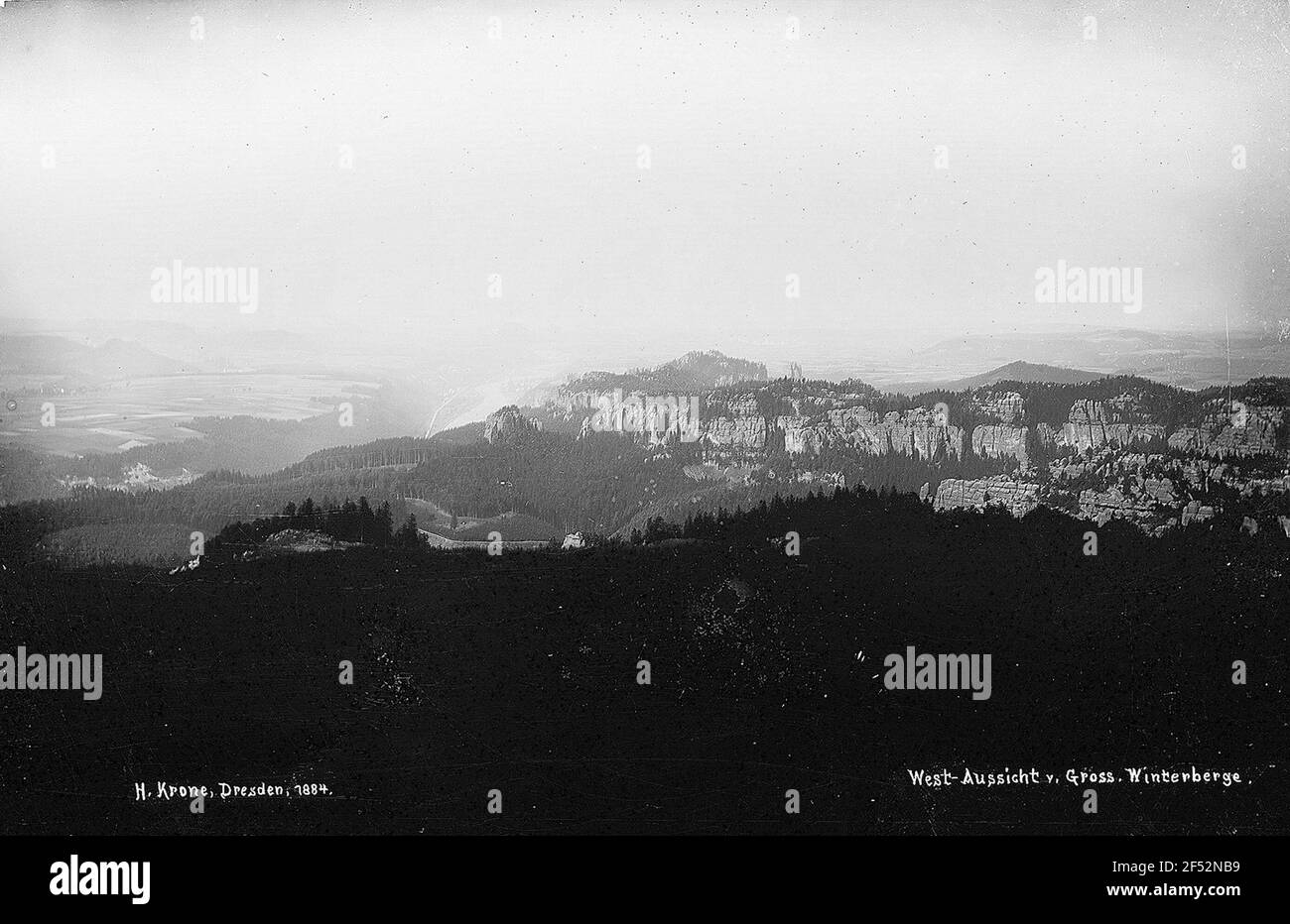 Svizzera sassone. Grande Winterberg (556 m). Vista verso ovest nord-ovest sul bollitore Schmilkaer Foto Stock