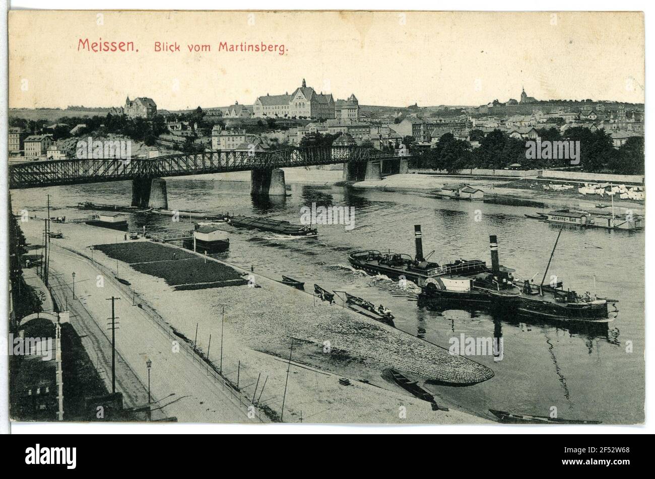 Vista dal Martinsberg - Elbe con trascinamento Meissen. Vista dal Martinsberg - Elbe con trascinamento Foto Stock