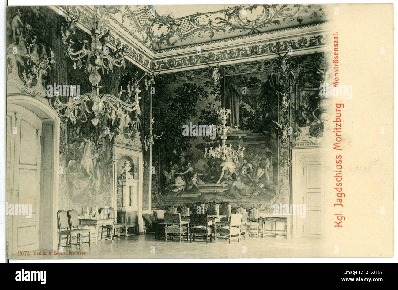 Blocco di caccia Monströse Hall Moritzburg. Blocco di caccia. Sala mostruosa Foto Stock