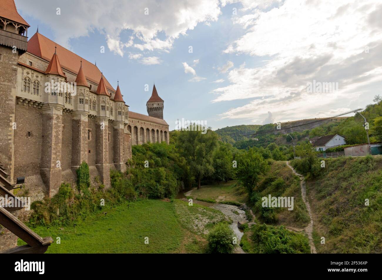 Aspetto del Castello di Corvin a Hunedoara, Romania Foto Stock