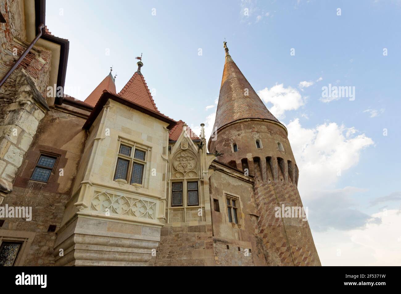 Dettagli del Castello di Corvin a Hunedoara, Romania Foto Stock