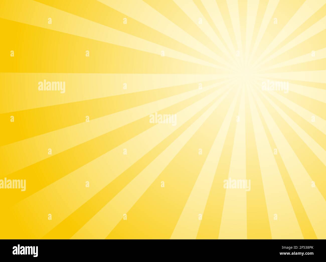 Sfondo ampio della luce solare. Sfondo orizzontale a raffica di colore giallo e bianco. Illustrazione vettoriale. Fascio di sole raggio Sunburst pattern sfondo. Retro bri Illustrazione Vettoriale