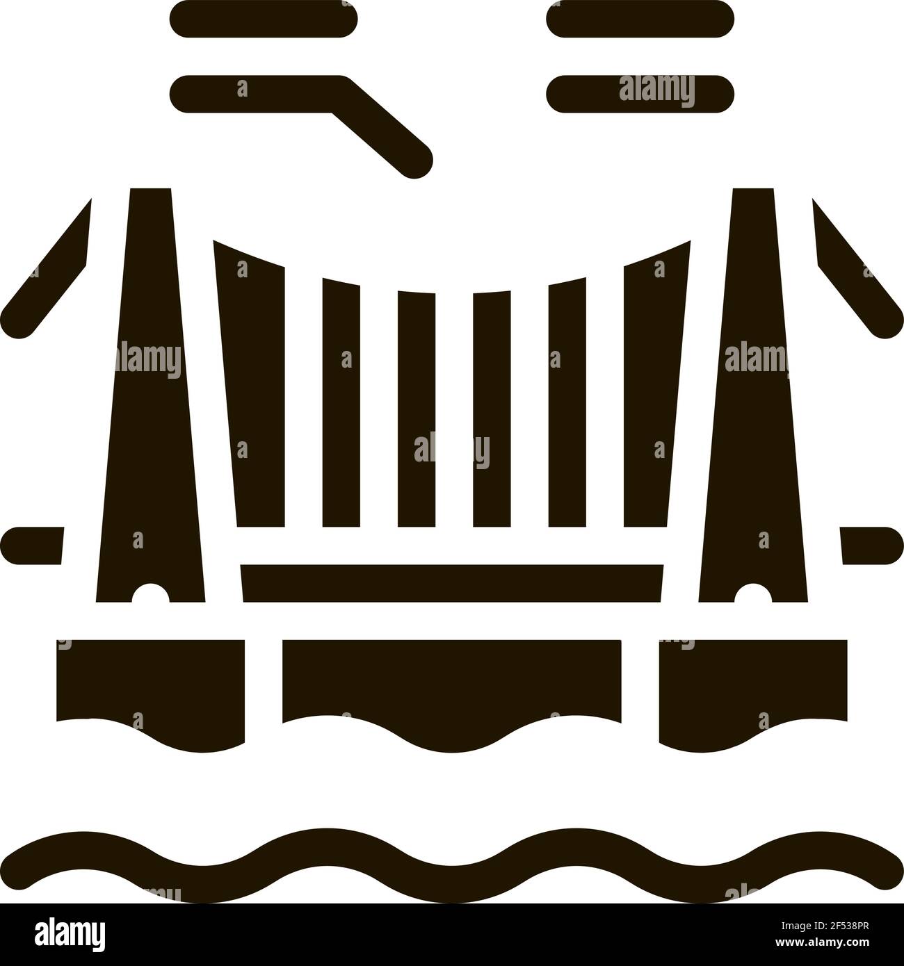 Ponte sospeso in acqua icona Vector Glyph Illustrazione Illustrazione Vettoriale