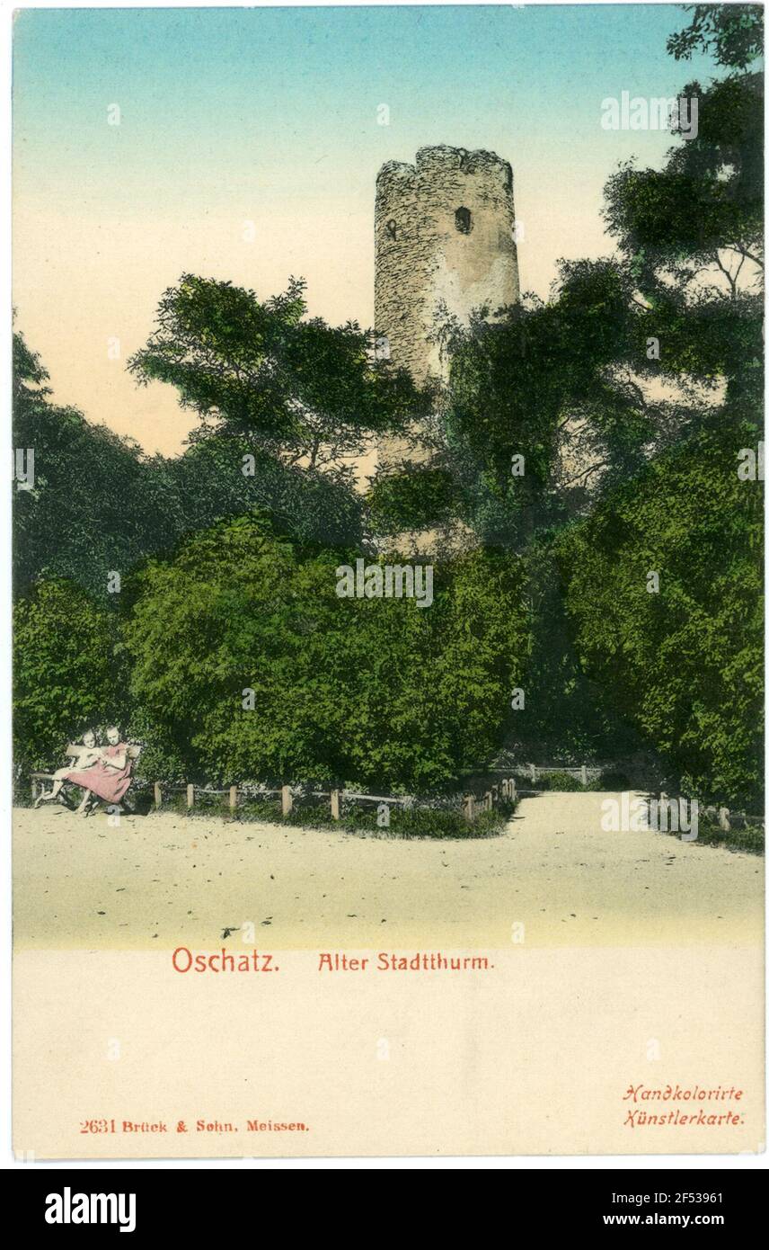 Alter Stadtturm Oschatz. Torre della città vecchia Foto Stock Alter Stadtturm Oschatz. Torre della città vecchia Foto Stock