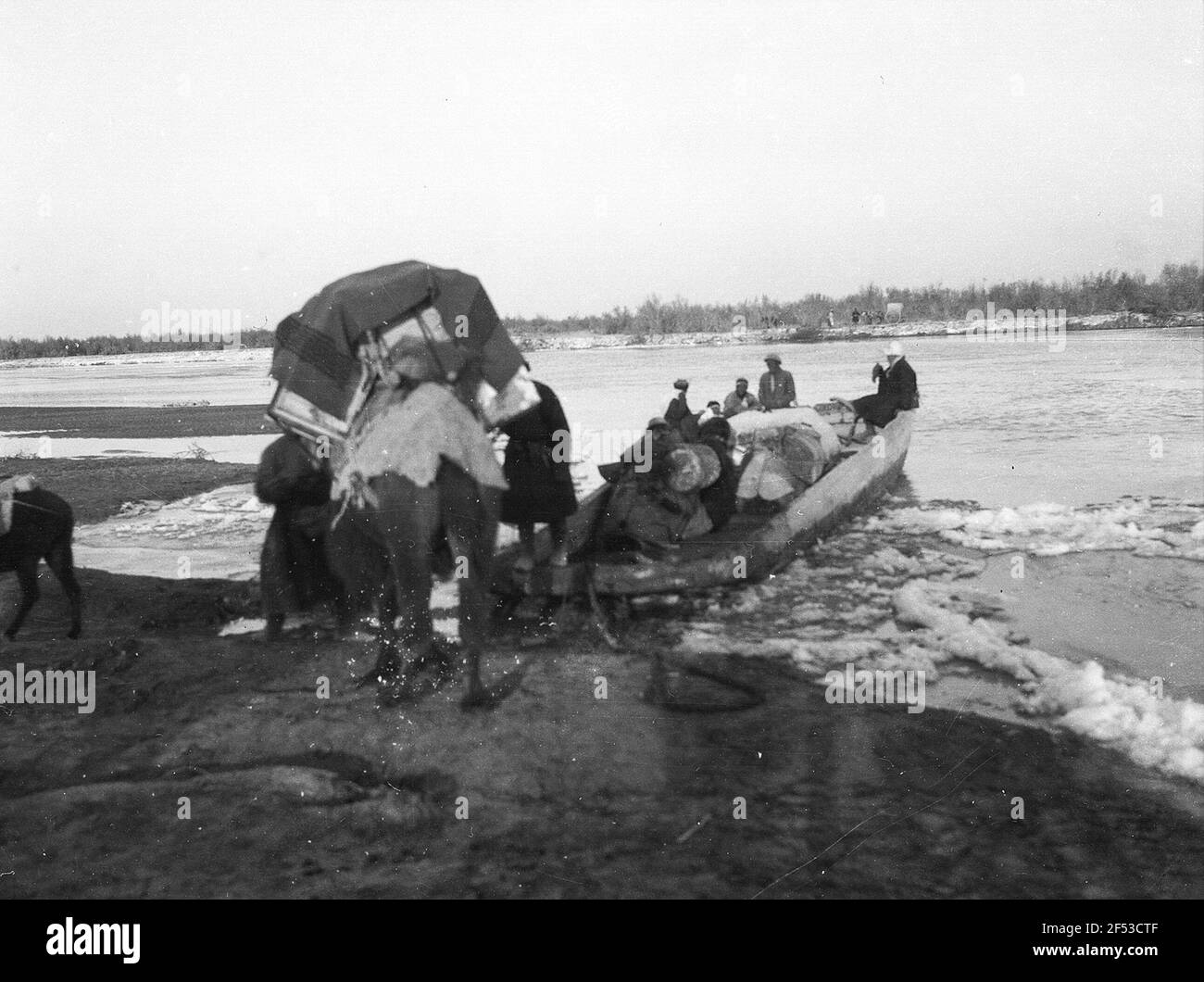 Traghetto sopra il Jarkend, deserto di Taklamakan Foto Stock