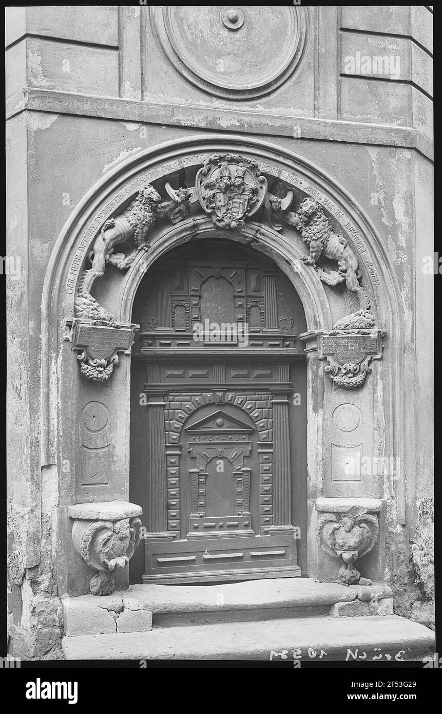 Meissen. Portale del Leone al Freilhof di Jahna Foto Stock