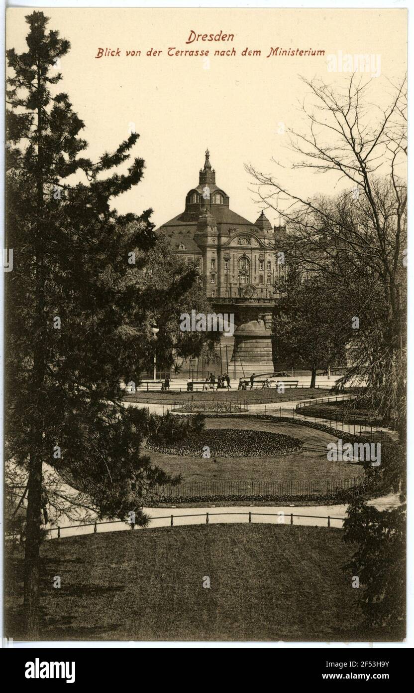 Vista dalle terrazze secondo il Ministero Dresda. Vista v. o. n. terrazze u. n. d. Ministero Foto Stock