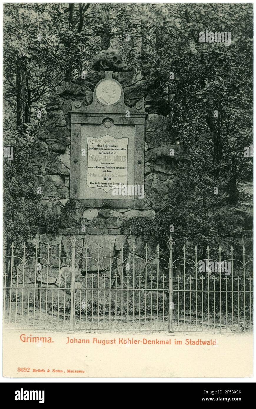 J.-August-Köhler monumento nella città foresta Grimma. Johann-August-Köhler monumento nella foresta della città Foto Stock