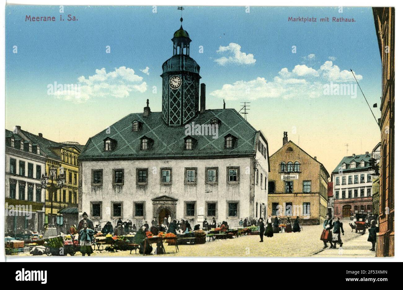 Piazza del mercato con il Municipio Meerane. Piazza del mercato con il Municipio Foto Stock