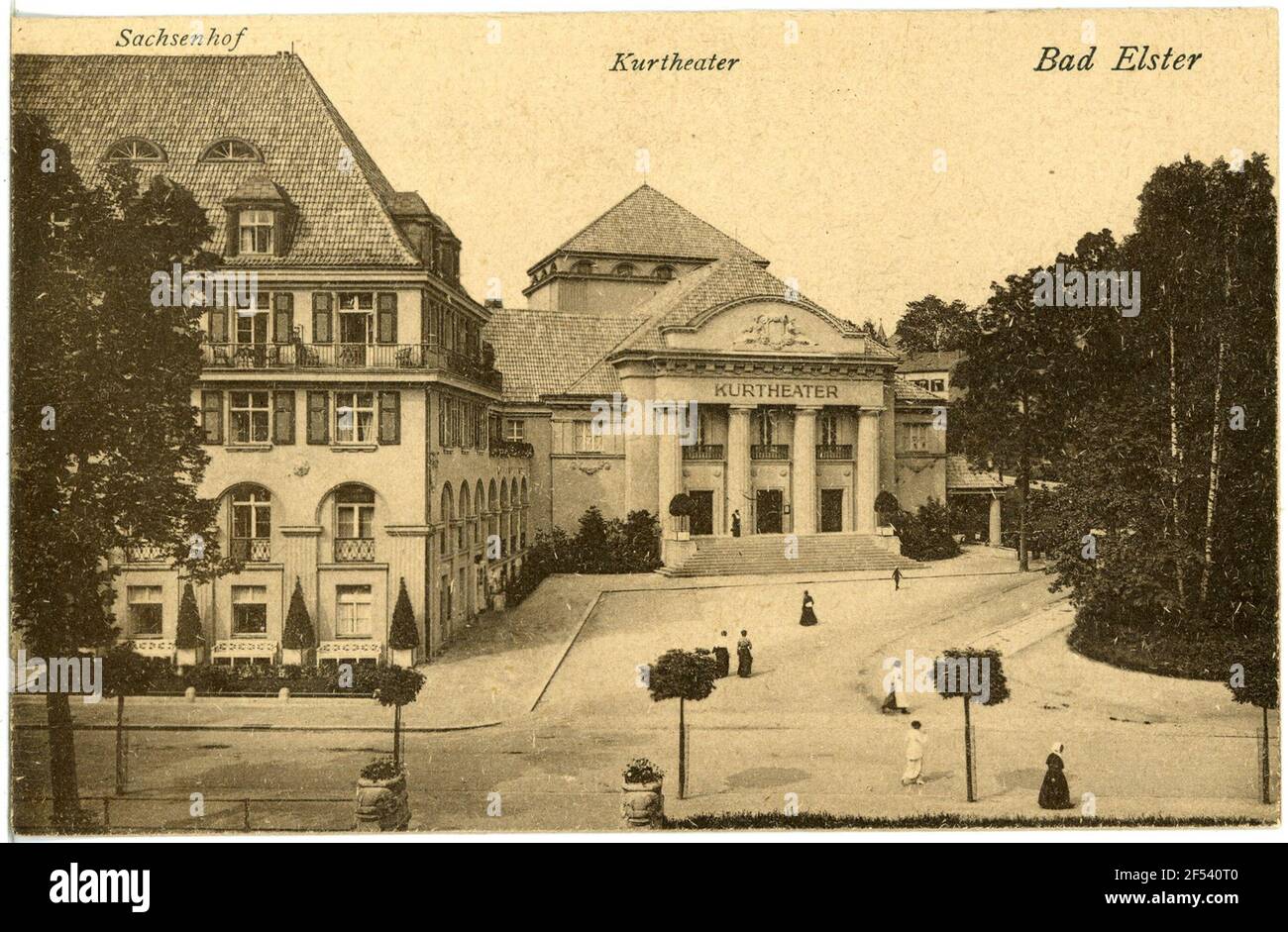 Sachsenhof e Kurtheater Bad Elster. Sachsenhof e Kurtheater Foto Stock