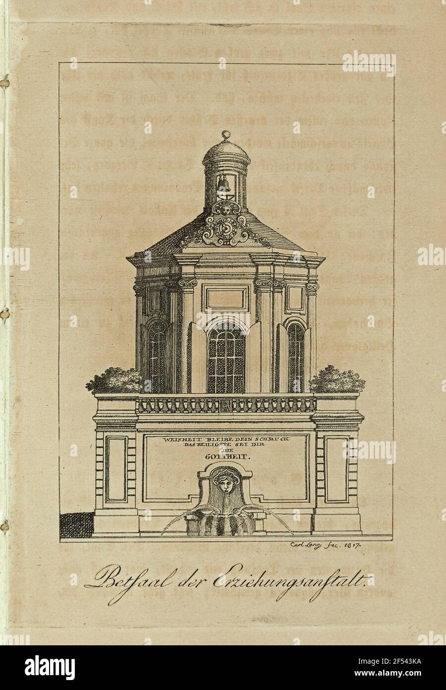 Betsaal dell'istituto educativo Waccerbarth's calma a Radebeul. Incisione di rame dopo p. 22 da: Lang, Carl: La calma di Waccerbarth dell'area di formazione a Dresda. Waccerbarthruhe 1817. Dresda: Slingen Hist.Sax.H.1846 Foto Stock