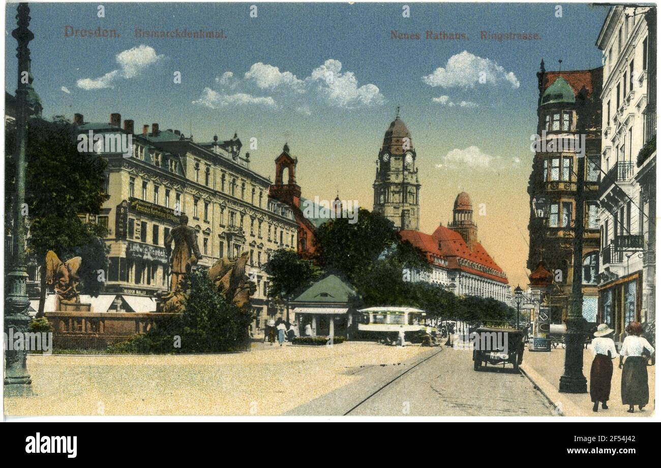 Ringstraße, Bismarckdenkmal Dresda. Ringstraße, Bismarckdenkmal Foto Stock