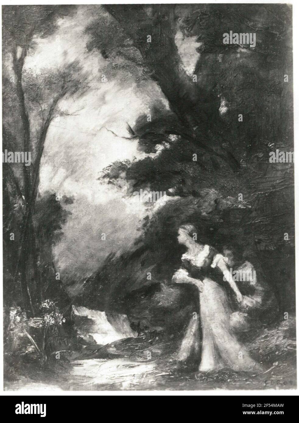 Gruppo di alberi con due figure Foto Stock