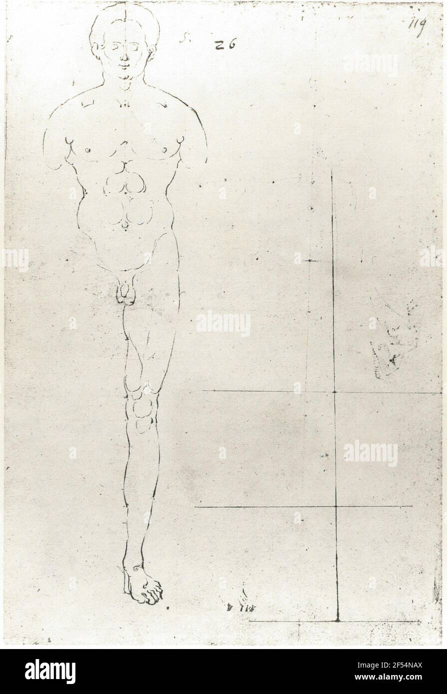 Uomo dalla parte anteriore senza braccia e gamba destra Foto Stock