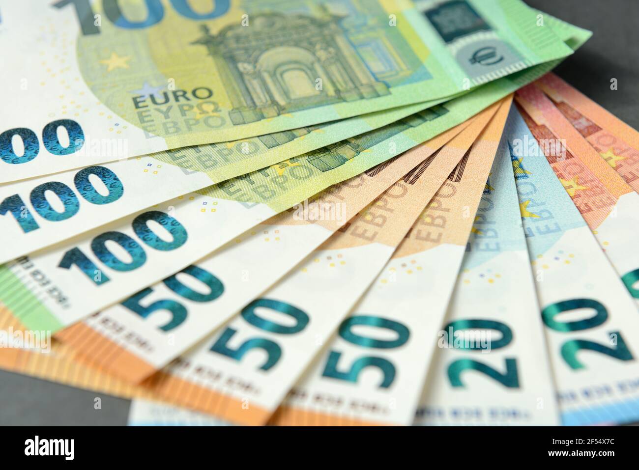 Banconote in euro. Contanti. Moneta europea. Foto Stock