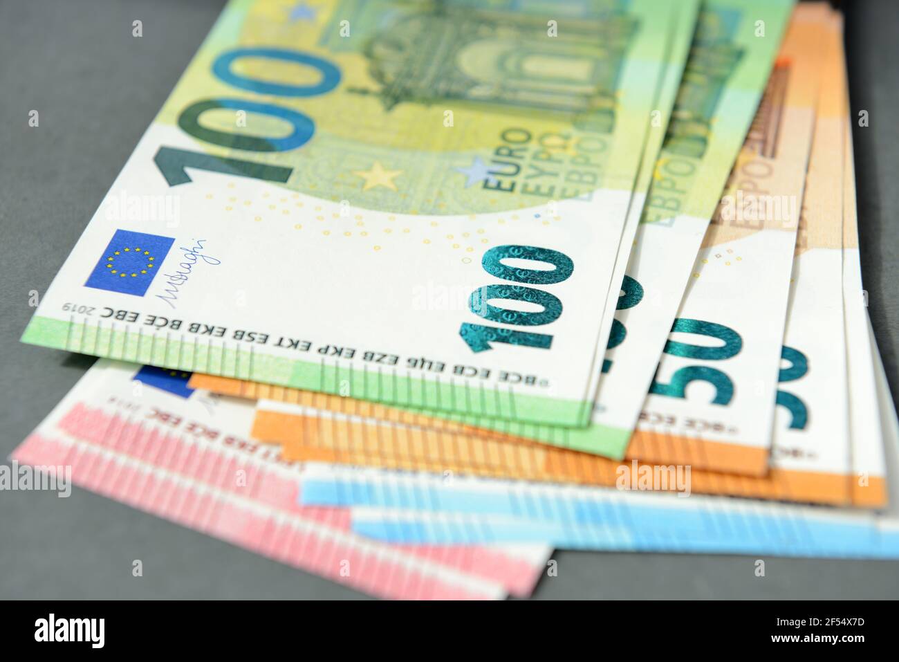 Banconote in euro. Contanti. Moneta europea. Foto Stock