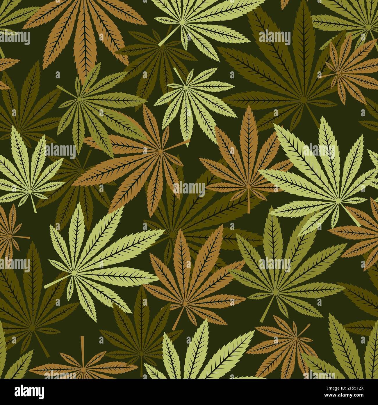 Modello senza giunture di cannabis . Marijuana, cannabis, erbacce, foglie illustrazione vettoriale. Illustrazione Vettoriale