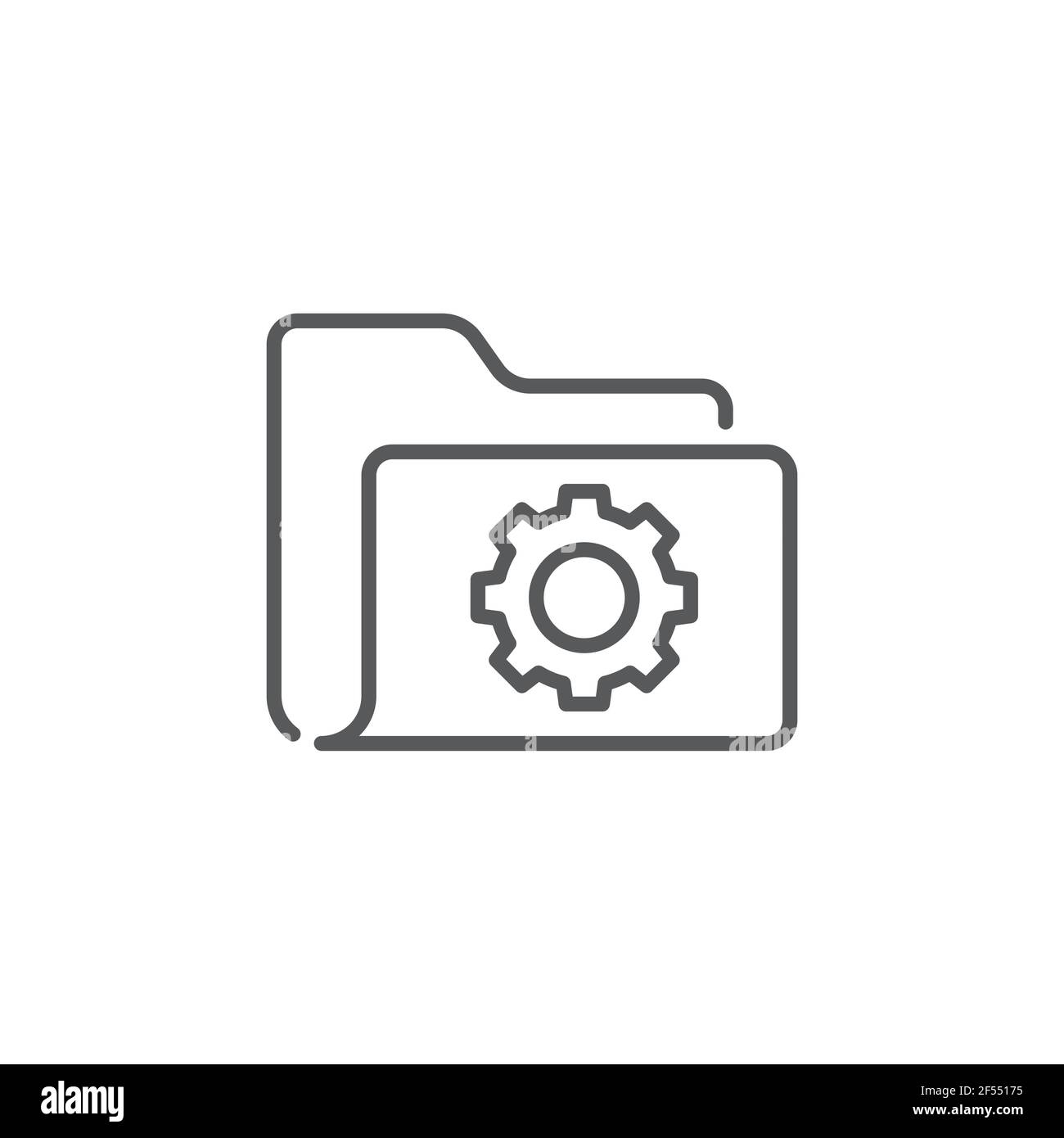 Impostazioni cartella con icona ingranaggi isolata su sfondo bianco. Aggiornamento software, protocollo di trasferimento, gestione strumenti di lavoro di squadra. Imposta le icone colorate. Vettore Illustrazione Vettoriale