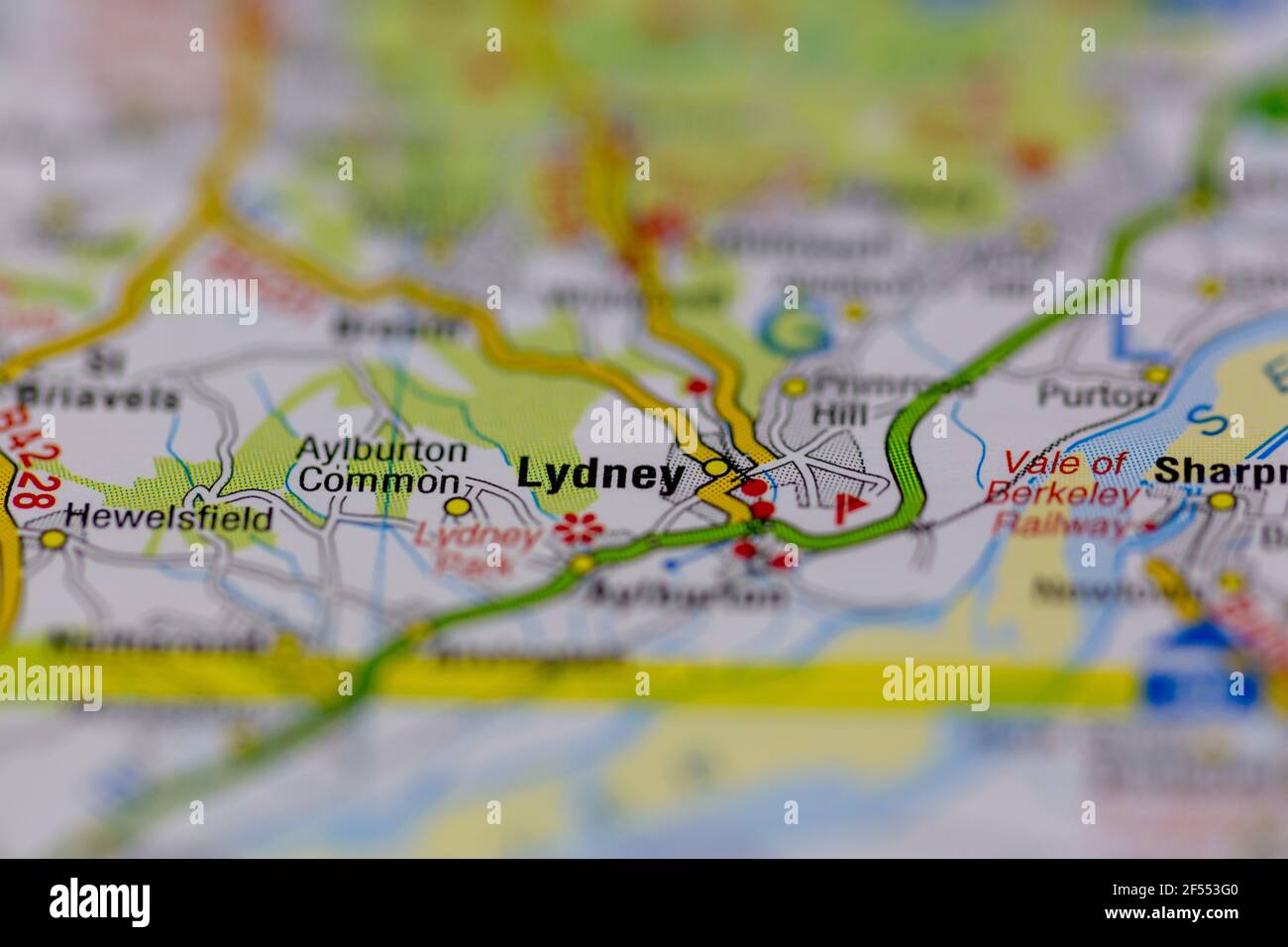 Lydney mostrato su una mappa geografica o su una mappa stradale Foto Stock