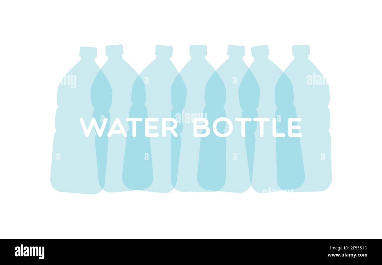 Bottiglie d'acqua traslucide. Illustrazione vettoriale, design piatto Illustrazione Vettoriale