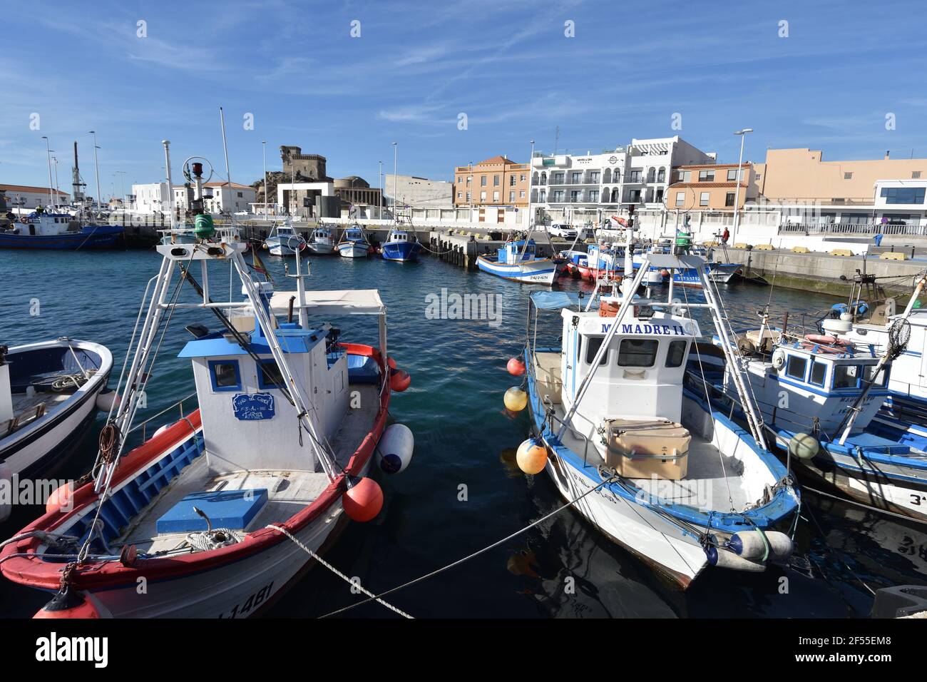 Porto di Tarifa provincia di Cadice Andalusia (Andalusia), Spagna, spagnolo, stretto di Gibilterra, Mar Mediterraneo, Foto Stock