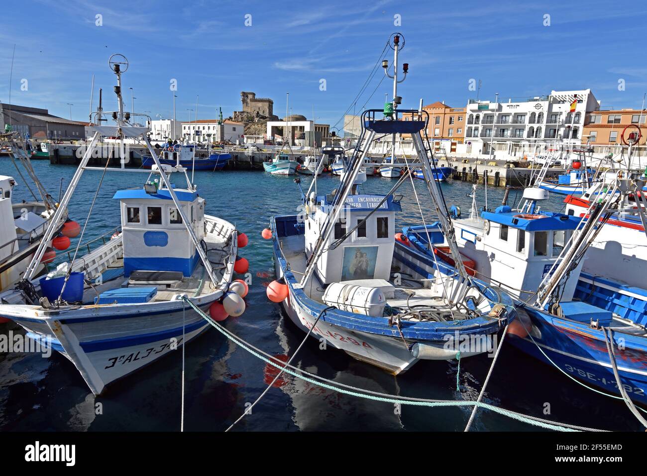 Porto di Tarifa provincia di Cadice Andalusia (Andalusia), Spagna, spagnolo, stretto di Gibilterra, Mar Mediterraneo, Foto Stock