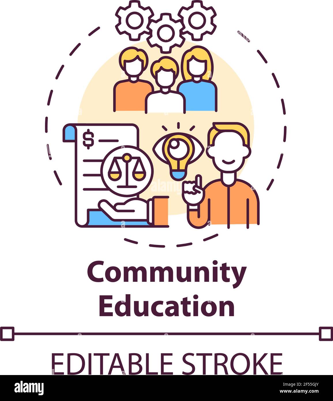 Icona del concetto di educazione comunitaria Illustrazione Vettoriale