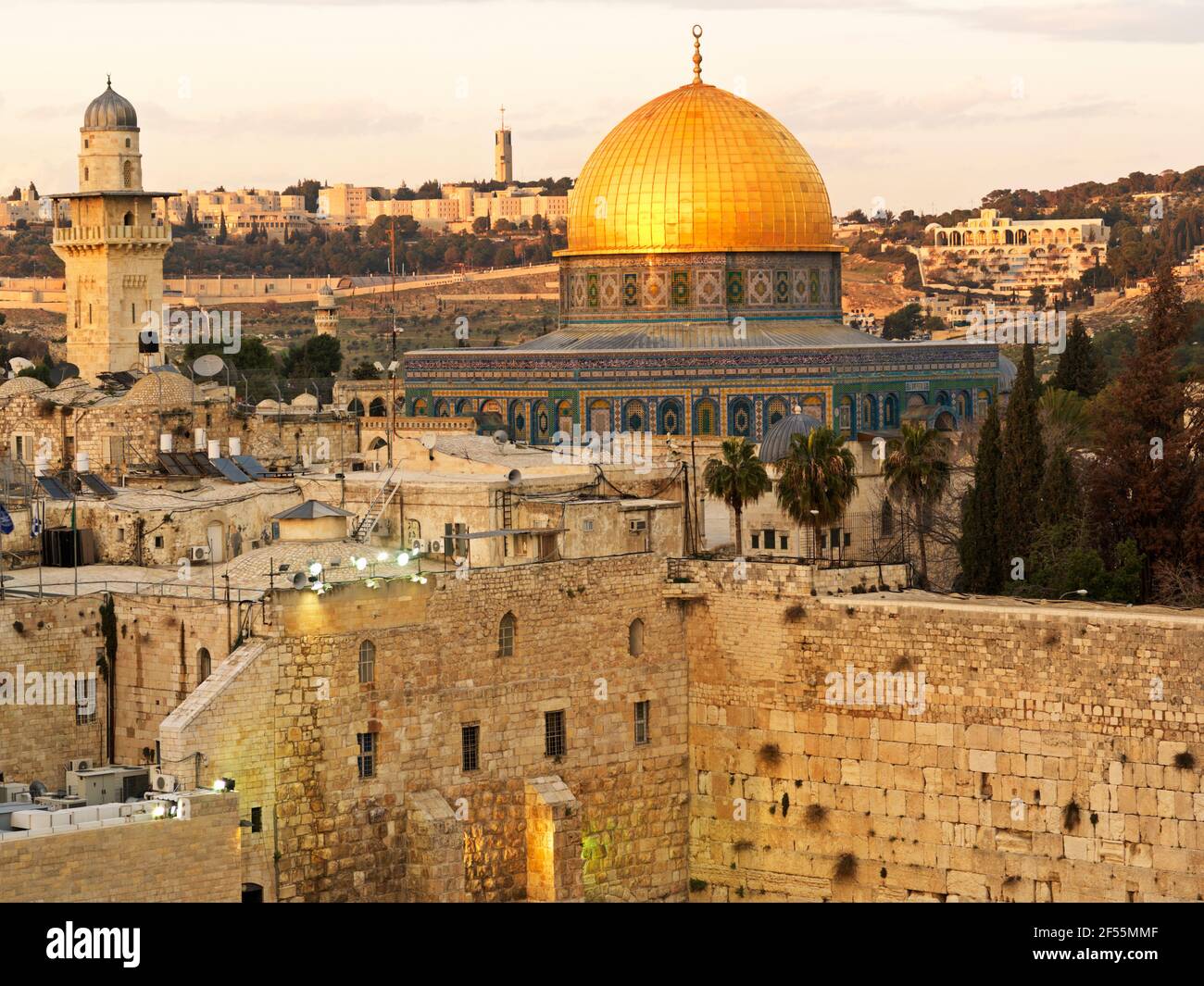 Israele Gerusalemme parete occidentale e cupola della roccia Foto Stock