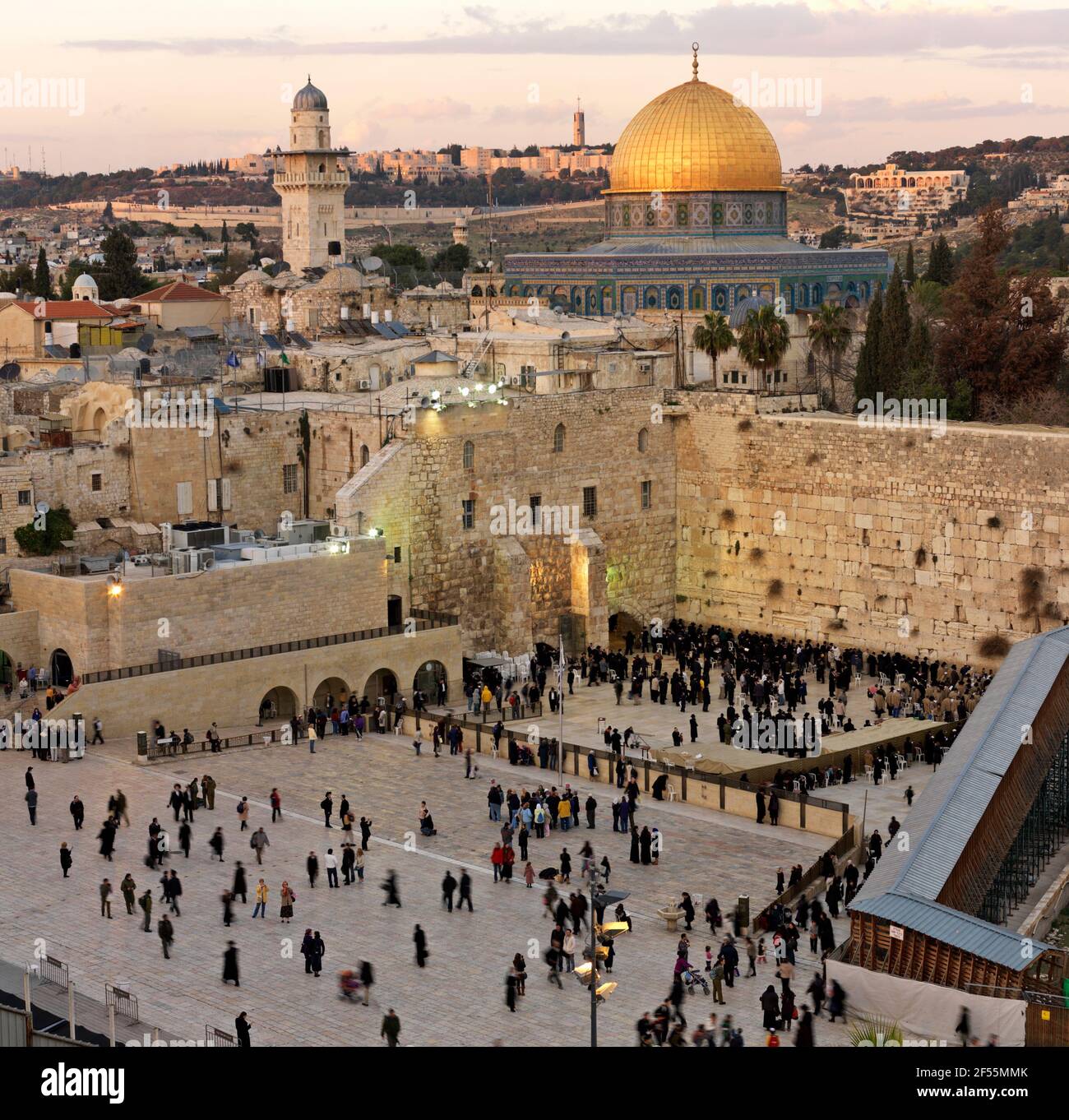 Israele Gerusalemme parete occidentale e cupola della roccia Foto Stock