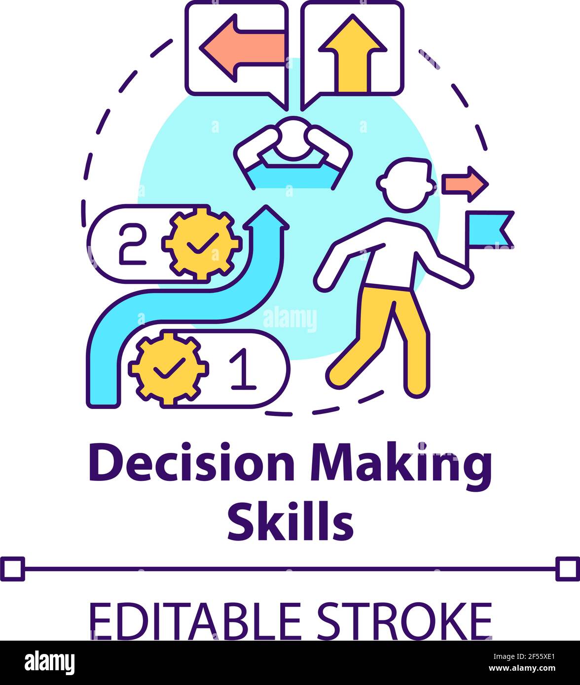 Icona del concetto di competenze decisionali Illustrazione Vettoriale