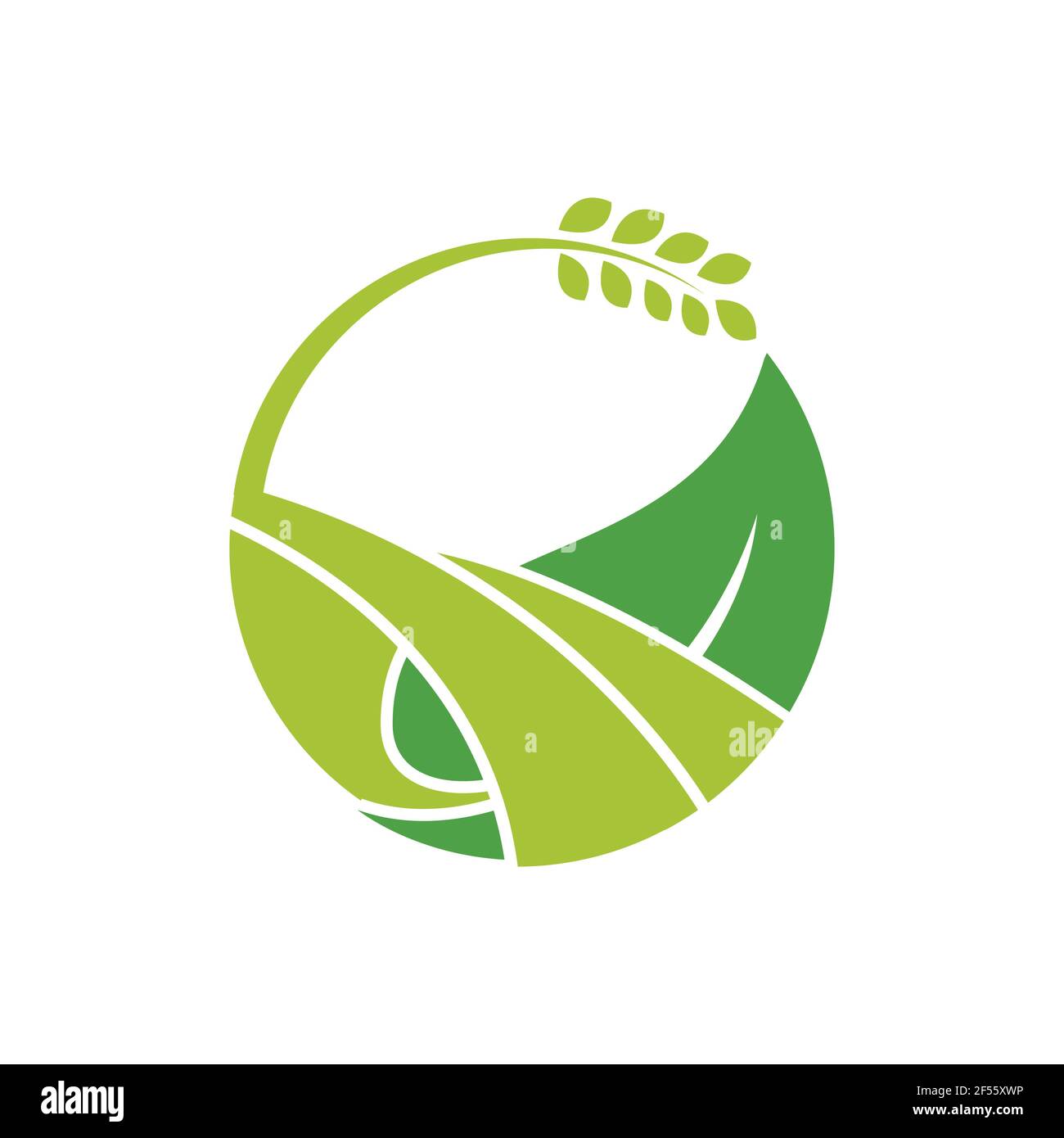 Logo Farm, design piatto. Illustrazione vettoriale Foto Stock