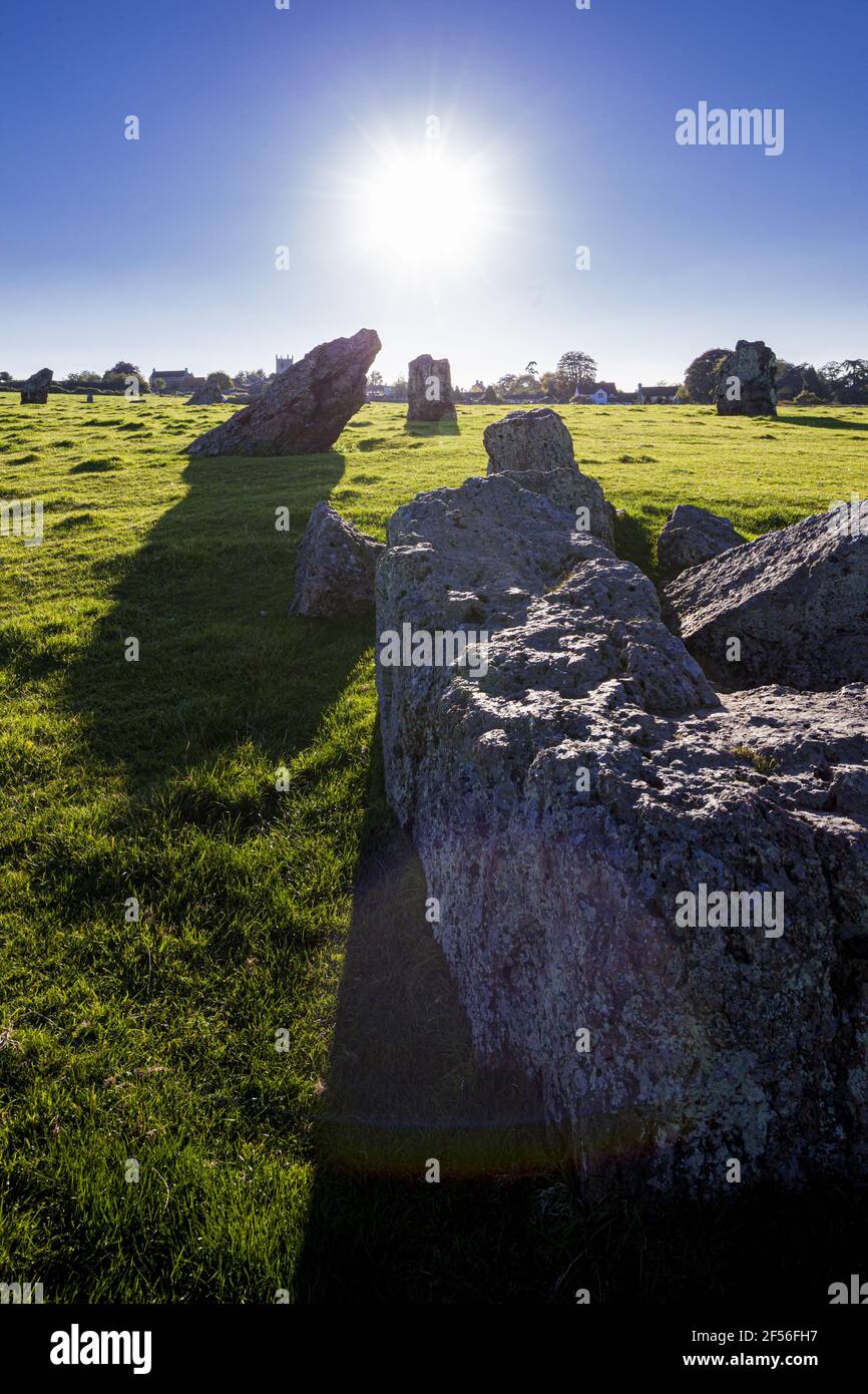 Stanton Drew Stone Circle (la seconda più grande cerchio di pietra in Gran Bretagna) risalente 3000-2000BC vicino a Stanton Drew, Somerset REGNO UNITO Foto Stock