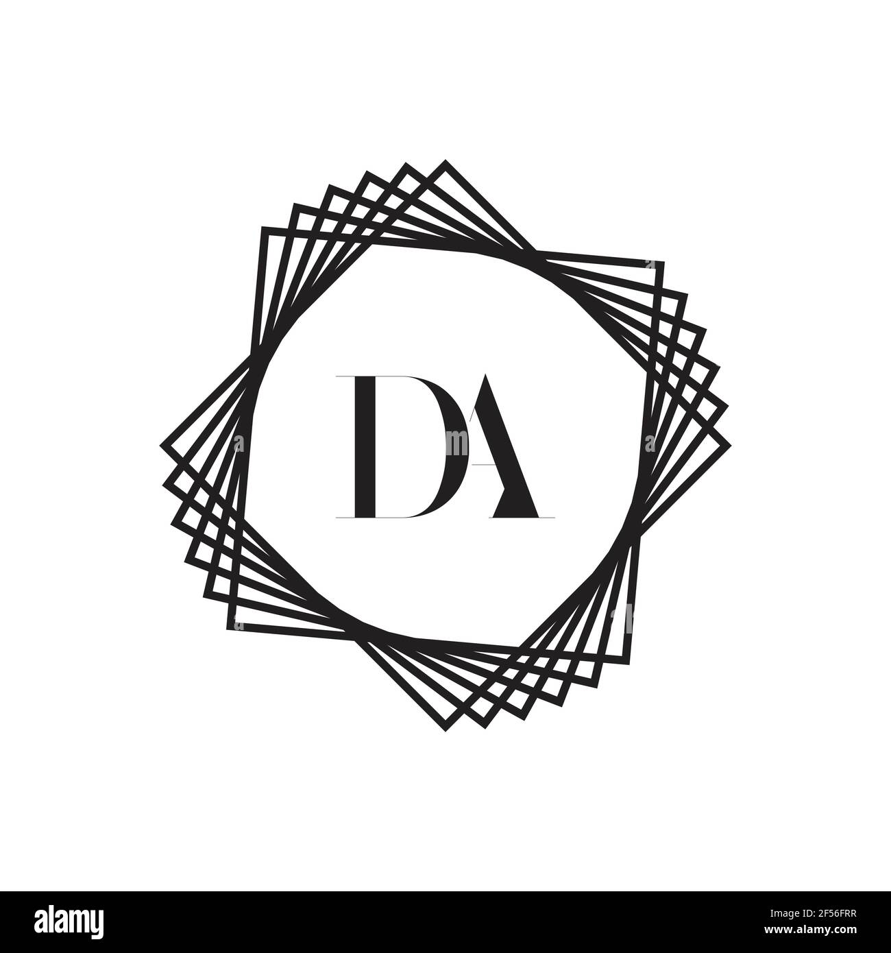 Modello vettoriale iniziale del design del logo da della lettera monogramma. Logo DA Letter Foto Stock