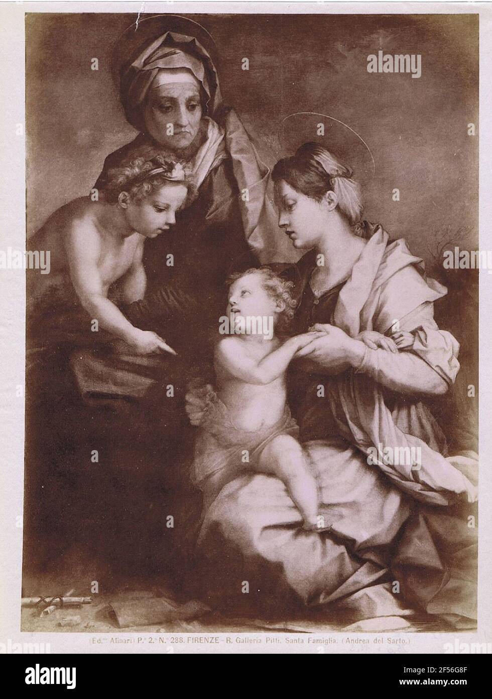 Andrea del Sardo: Heilige Familie (Sacra Famiglia Medici). Galleria Palatina, Palzzo Pitti, Florenz. . Foto Stock