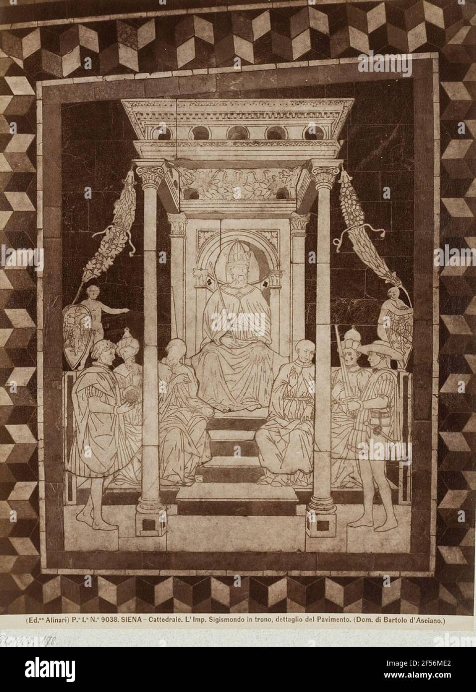 Domenico di Bartolo d'Asciano: Kaiser Sigismondo sul trono, particolare del pavimento, Cattedrale di Siena. . Foto Stock