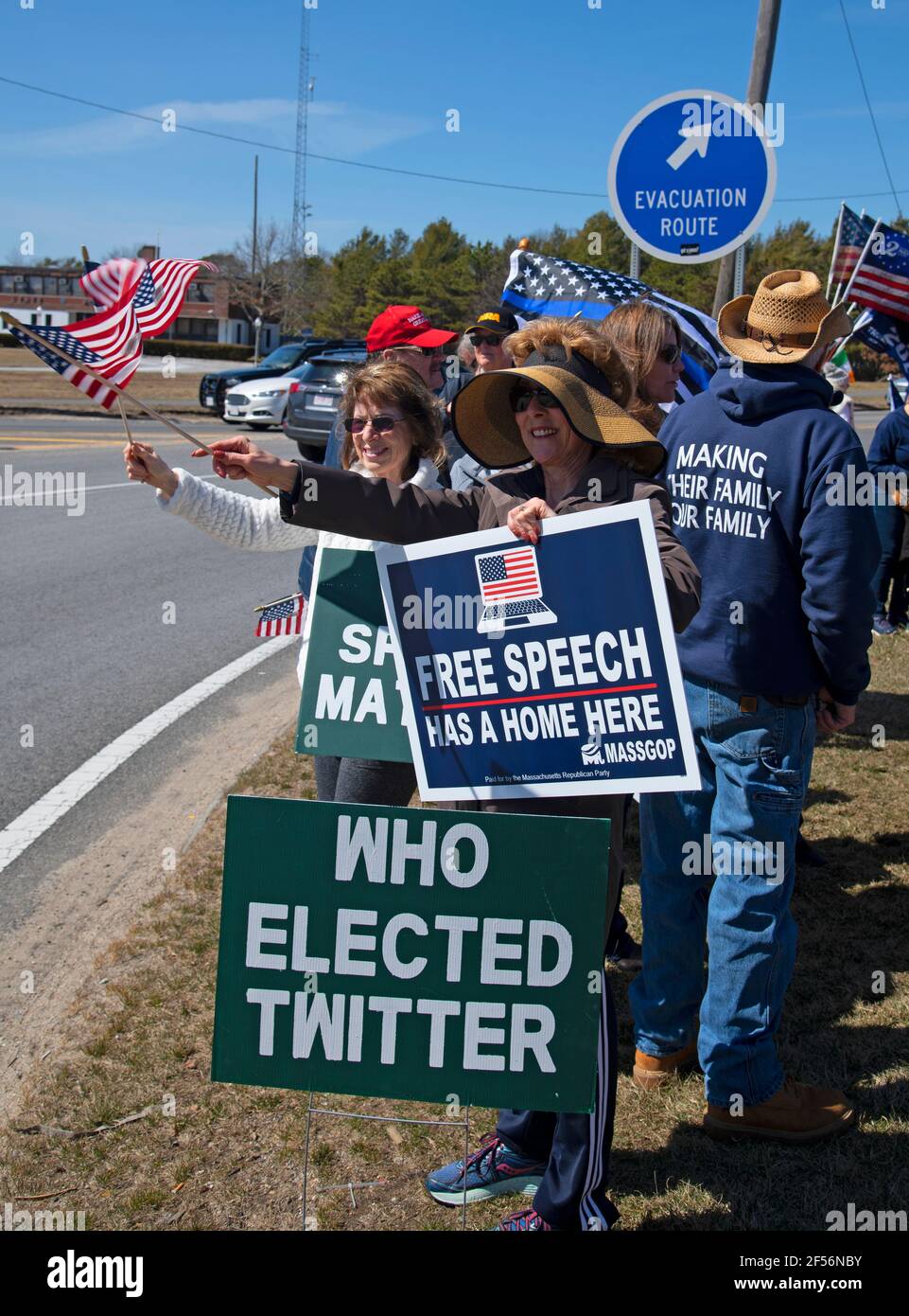 Un rally anti censura su Cape Cod, USA. Lotta contro la censura. Foto Stock