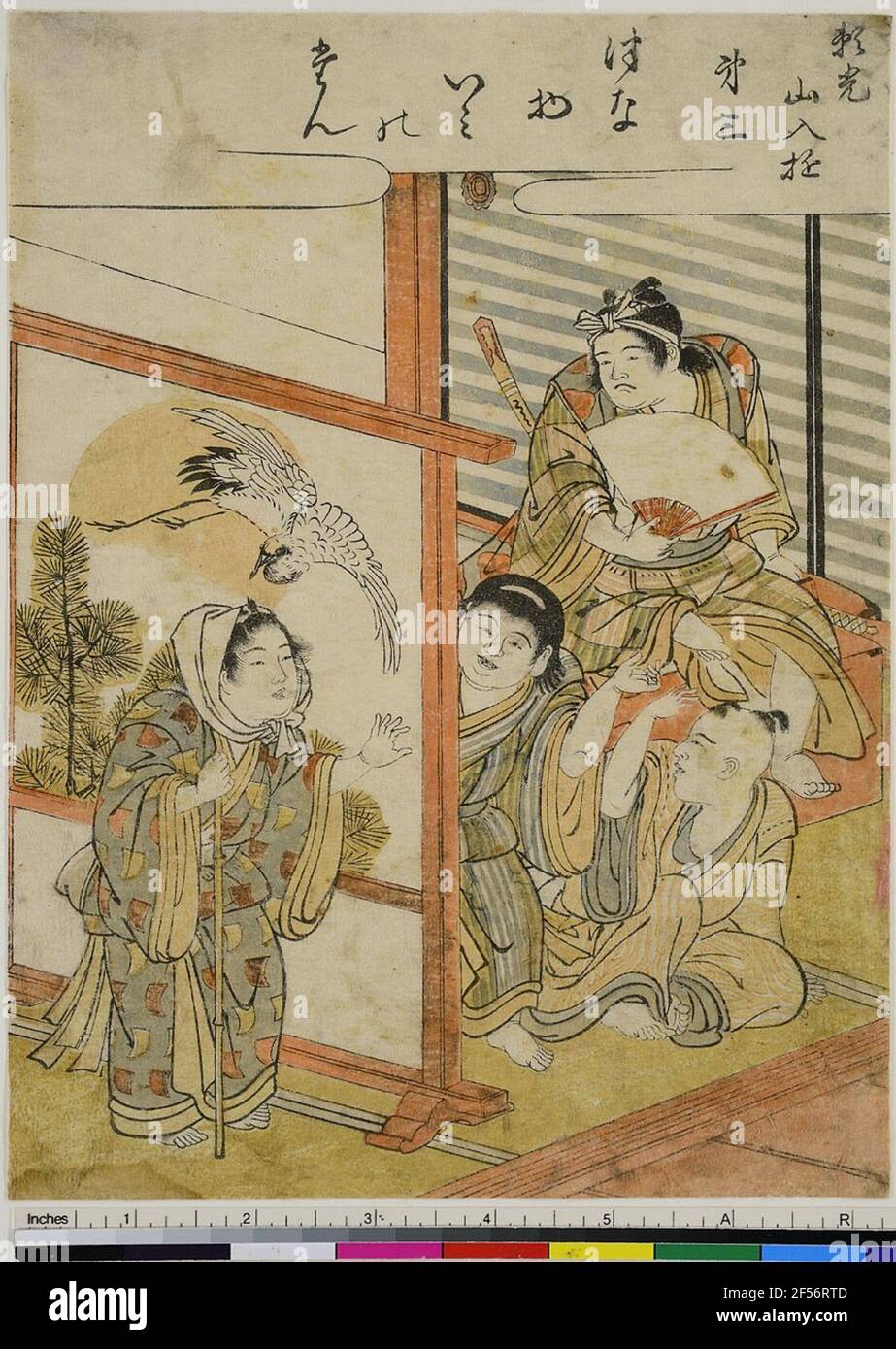 La visita, foglia 3 della serie: I bambini giocano gli Eroi Raikō. Donazione Gerhard Schack Foto Stock