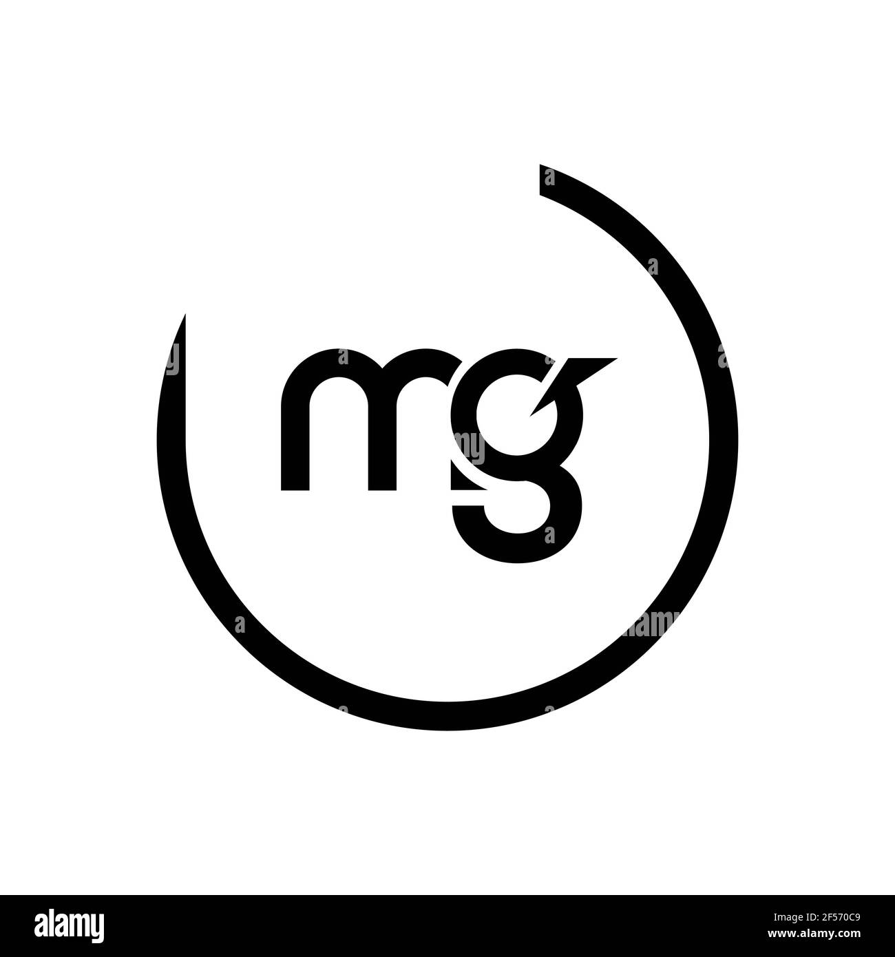 DESIGN con logo MG Letter. Icona del logo MG con lettere iniziali. Lettera astratta MG M G modello minimo di disegno del logo. M G Letter design vettoriale con colori neri. Foto Stock