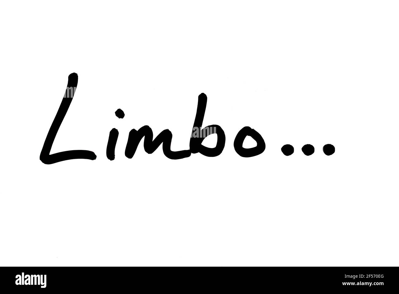 Limbo… scritto a mano su sfondo bianco. Foto Stock