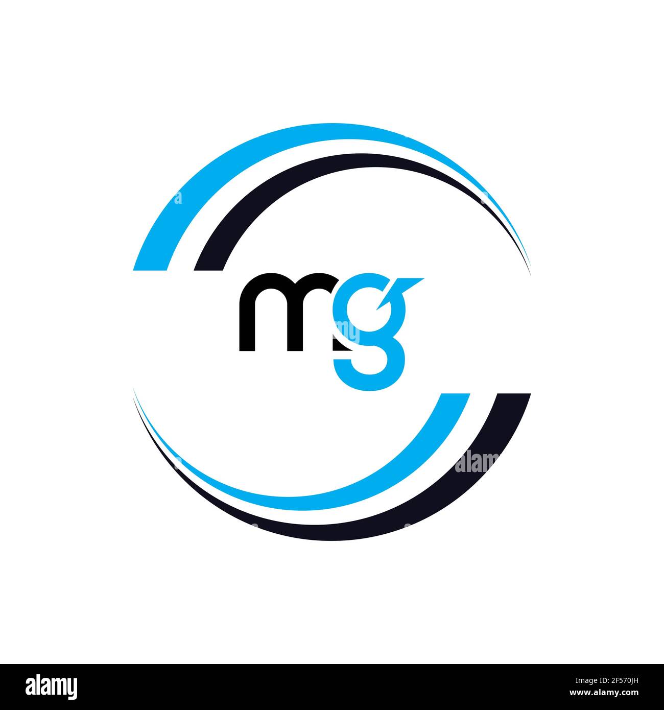 DESIGN con logo MG Letter. Icona del logo MG con lettere iniziali. Lettera astratta MG M G modello minimo di disegno del logo. M G Letter design vettoriale con colori neri. Foto Stock