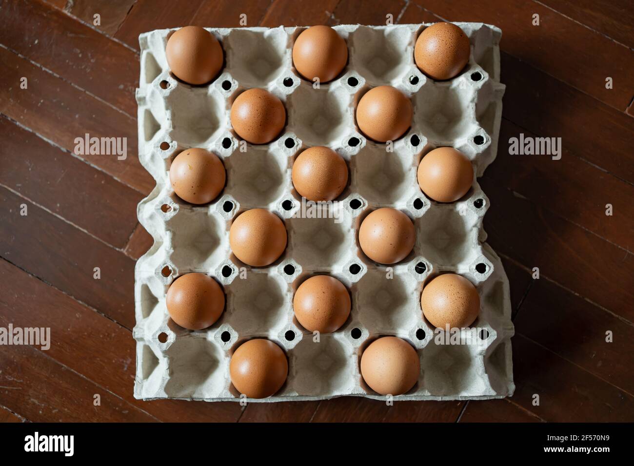 Le uova sono state poste in un cartone di uovo negli scacchi modello Foto Stock
