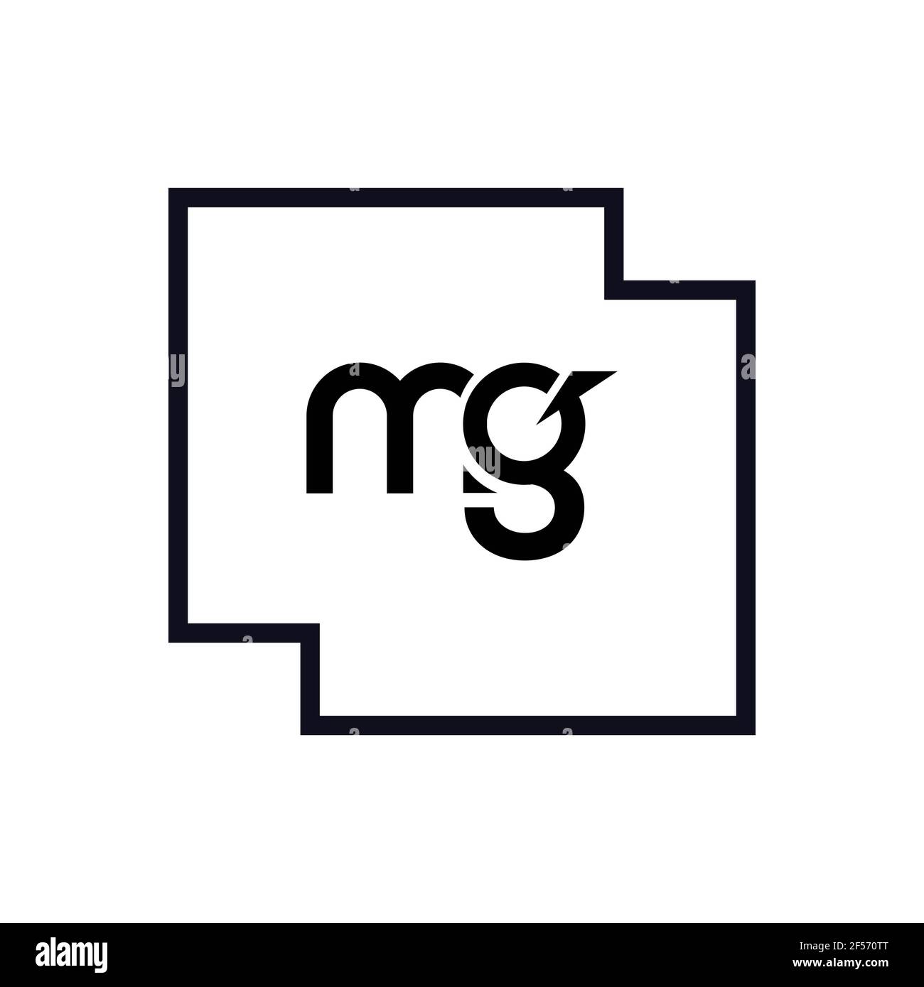 DESIGN con logo MG Letter. Icona del logo MG con lettere iniziali. Lettera astratta MG M G modello minimo di disegno del logo. M G Letter design vettoriale con colori neri. Foto Stock