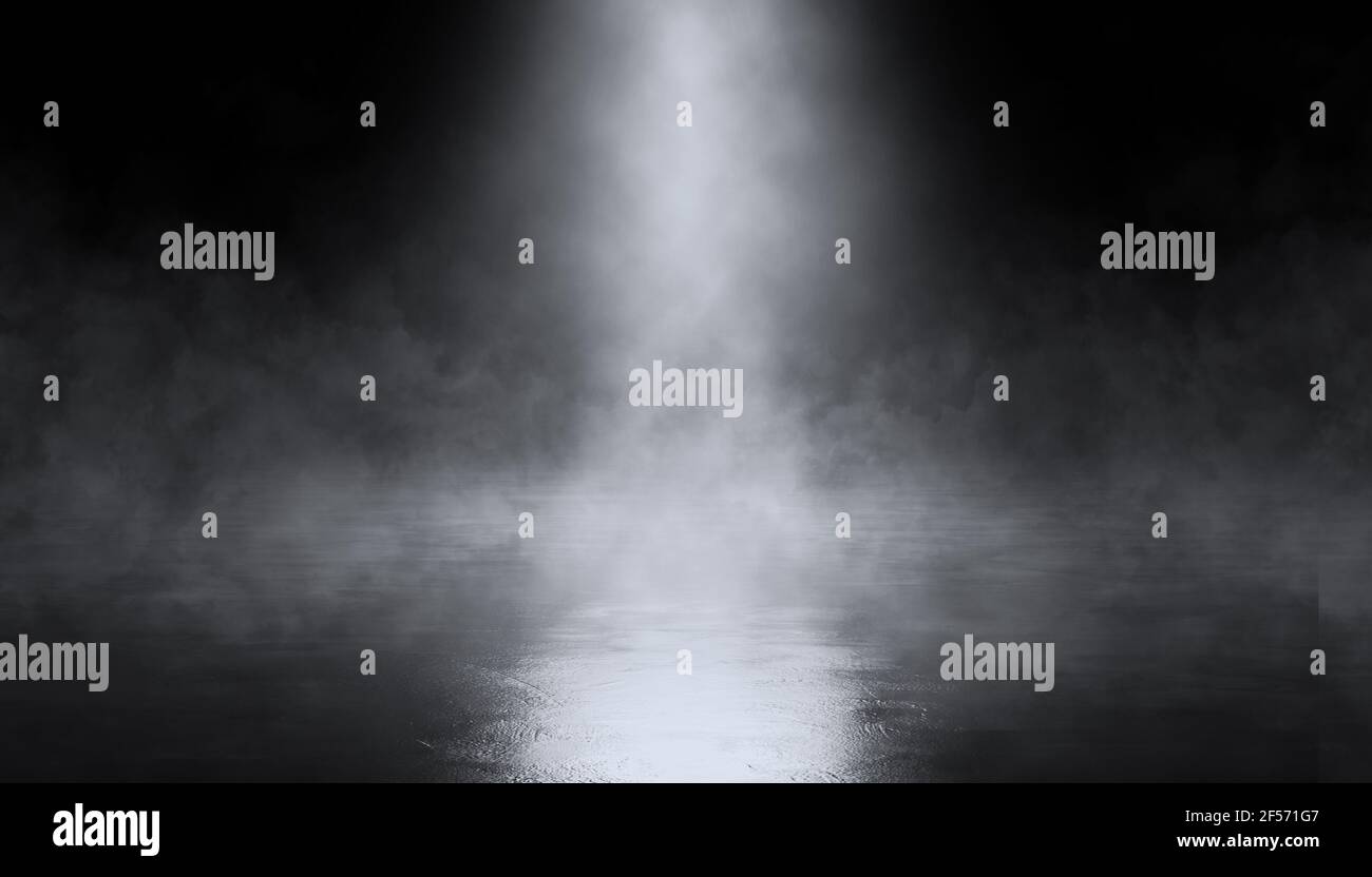 Astratto sfondo scuro, fumo, smog, luce. Scena vuota, primo piano. Foto Stock
