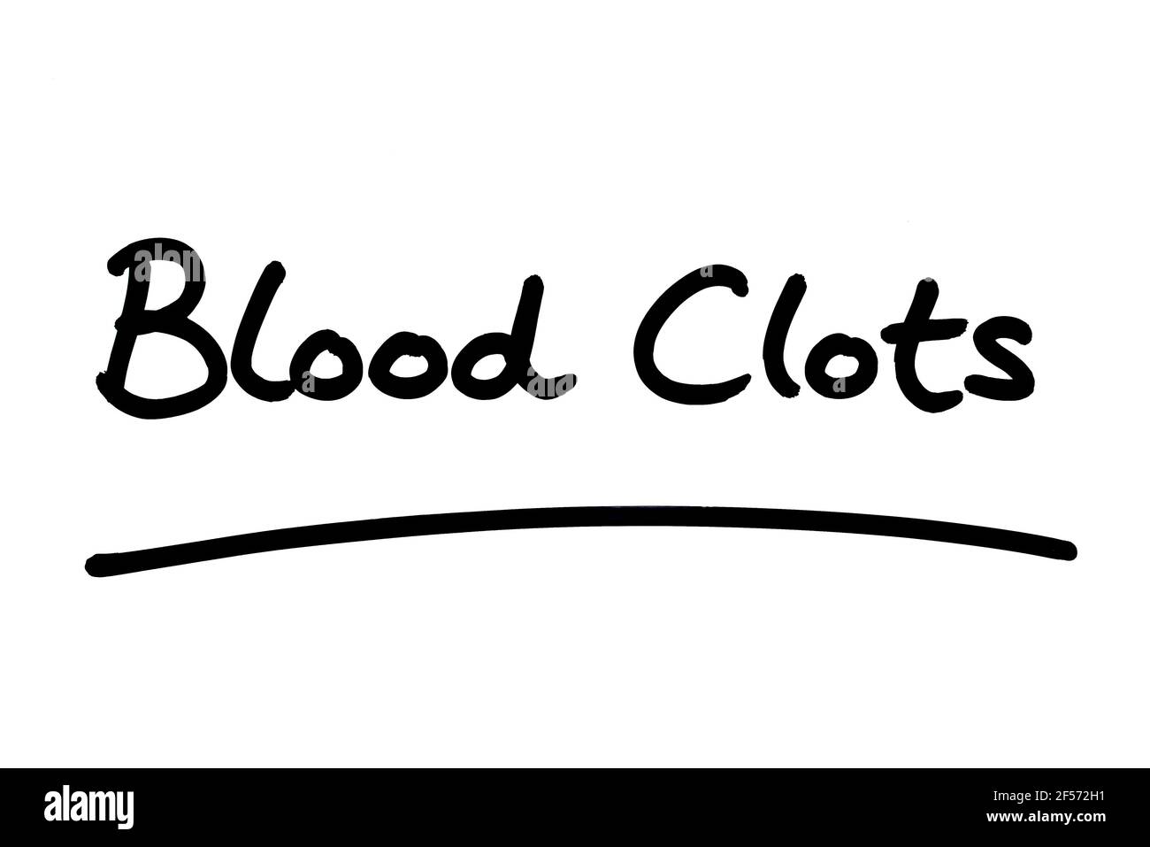 Coaguli di sangue, scritti a mano su sfondo bianco. Foto Stock