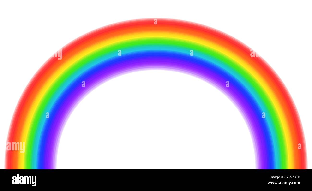 Arcobaleno classico. Sette colori arcobaleno. Illustrazione vettoriale isolata in bianco. Illustrazione Vettoriale